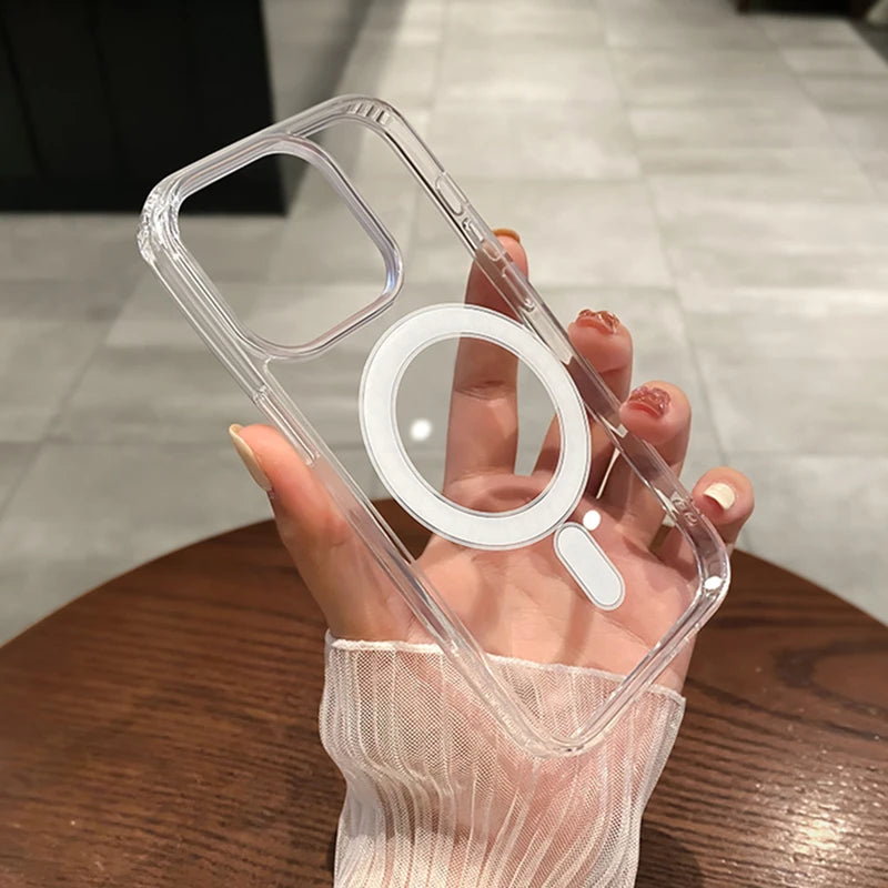MagSafe Magic: Transparent Wireless Charging Case for iPhone - Ultimate Protection and Style!