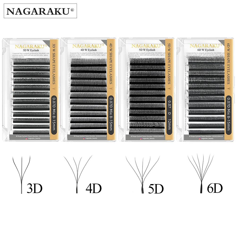 Achieve Effortless Glamour: NAGARAKU Automatic Flowering W Shape Premade Fans Eyelash Extensions